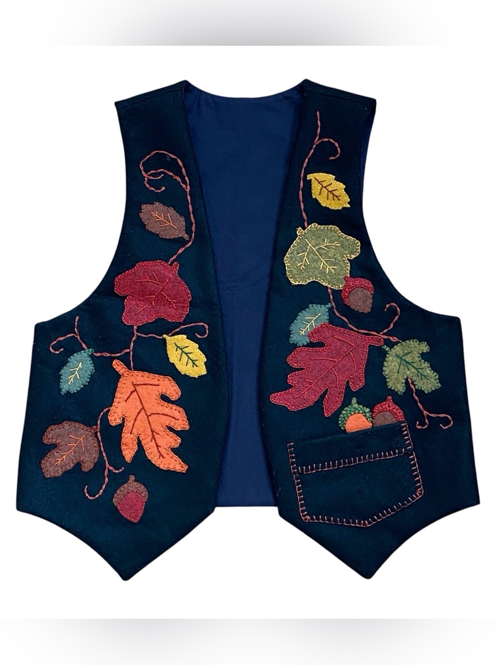 Vintage Fall Leaves Felt Handmade Vest